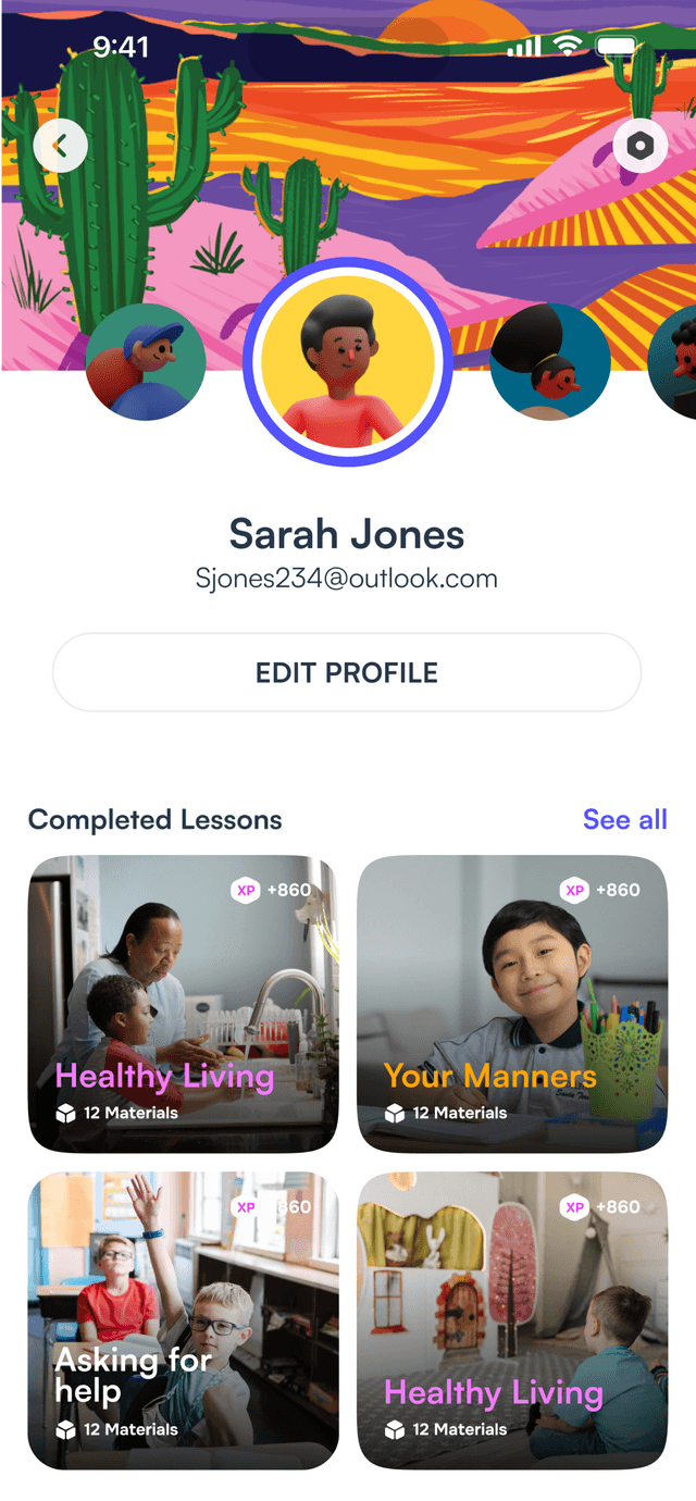 Elowen app - Sarah Jones profile